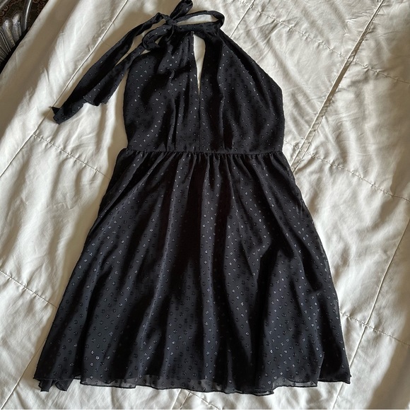 Halter Sequin Backless Mini Black Dress - Picture 2 of 3